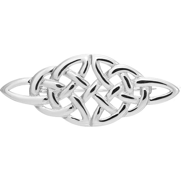 925 Sterling Silver Celtic Brooch for Women - Gift Box - 48mm x 18mm